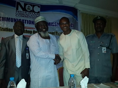 (L-r): Engineer Bako Wakil, head, Wireless Network, Dr. Balarabe Sani, director, Technical Standard and Network Integrity, both of the Nigeria Communications Commission (NCC), Godfrey Nwosu, president, Phones and Allied Products Dealers Association of Nigeria (PAPDAN) and Chinonso Onyima, deputy Superintendent of Customs (DSC), during NCC’s Stakeholders workshop on the Equipment Type Approval held in Lagos on Thursday